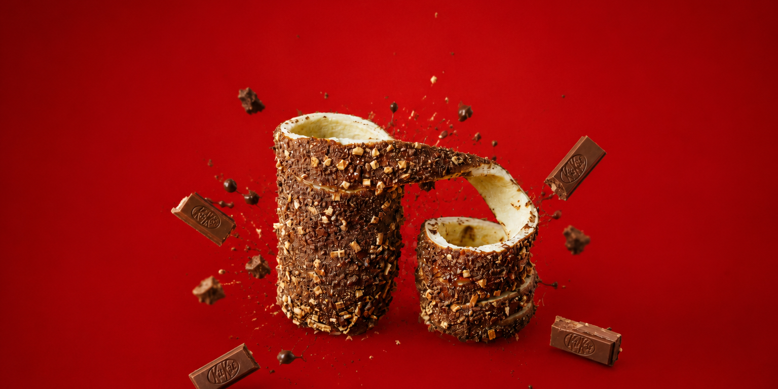 Crunchy Kurtoskalacs roppanos ostyadarabokkal made with KITKAT Mix in